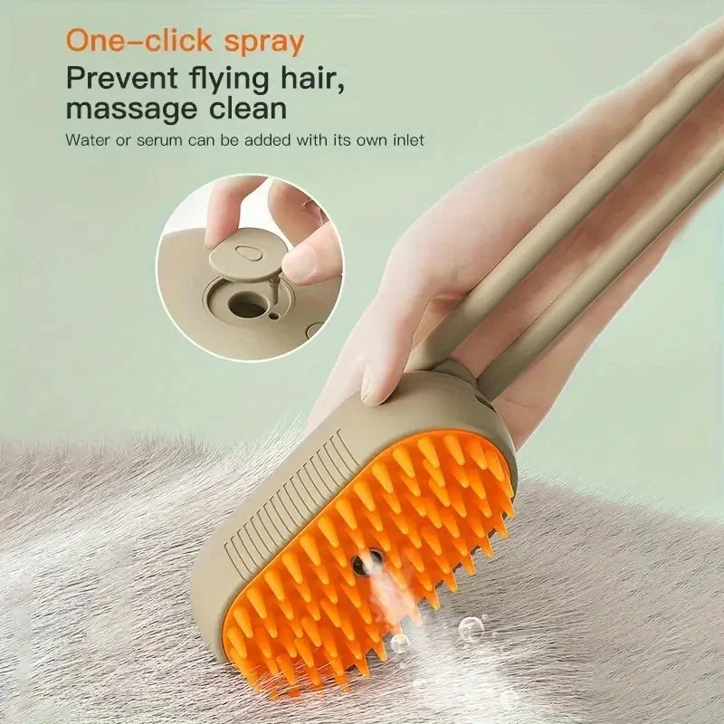 Transform Bath Time with the All-in-One Cat & Dog Steam Spray Massage Brush - Effortless Hair Removal & Pampering Grooming!
