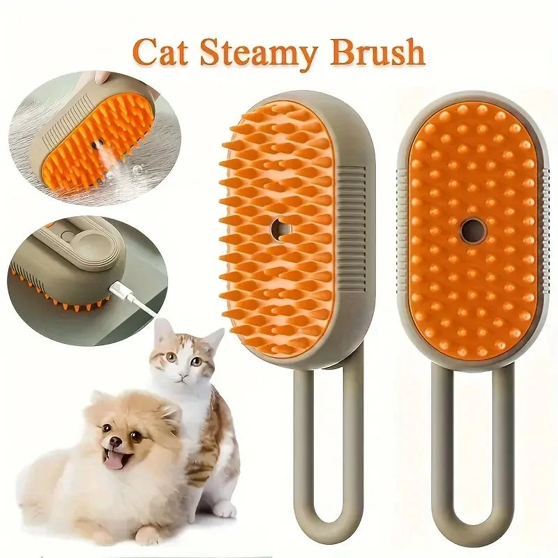 Transform Bath Time with the All-in-One Cat & Dog Steam Spray Massage Brush - Effortless Hair Removal & Pampering Grooming!